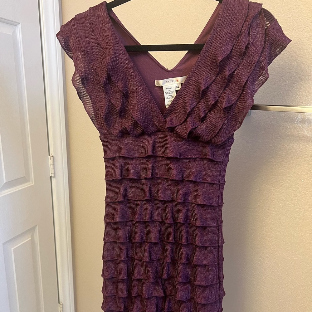 Studio M Purple Tier Dress Sz xs